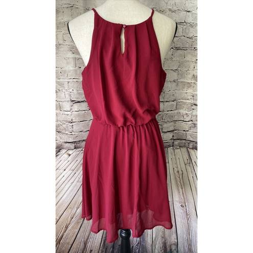 Alya Womens Dress Dark Red Fit Flare Sleeveless Knee Length Size M