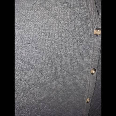 L.L.Bean  Quilted Gray Button Up Vest Cardigan Size Small