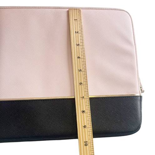 Kate Spade  Black Pink Padded Laptop Case Zip Computer Sleeve Saffiano Leather