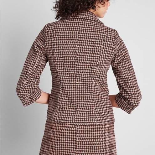 Modcloth CROPPED WOOL HOUNDSTOOTH BLAZER WOMENS SIZE SMALL