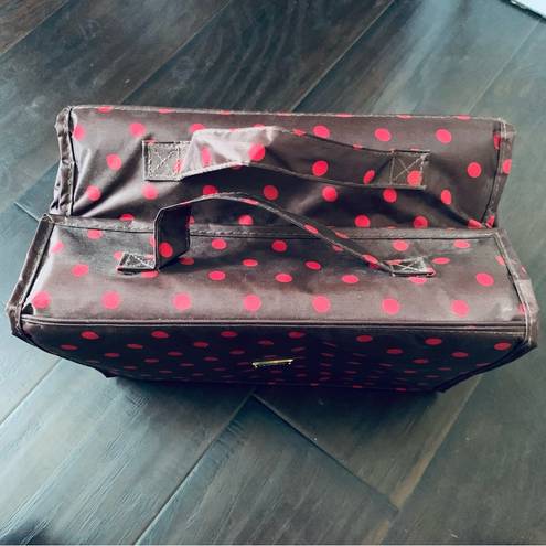 JM Collection JM New York Brown & Pink Polka Dot Print Roll-Out Travel Make Up Bag