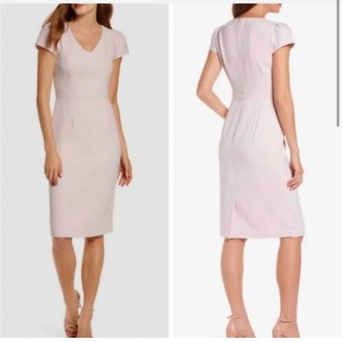 Rachel Parcell  Short Sleeve V-Neck Sheath Knee Length Dress Light Pink Medium