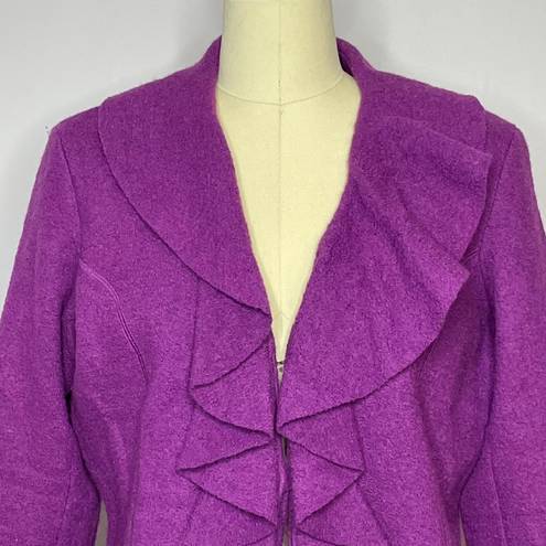 Charter Club Woman Felted Wool Ruffle Jacket- Purple 1X