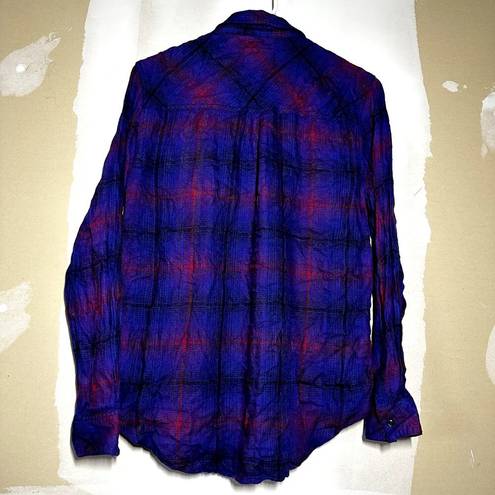 Rails  Hunter Button Down Shirt Azure Scarlet Plaid Revolve Medium