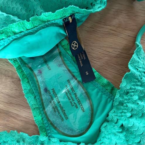 Vix Paula Hermanny  Scales Ripple String Bikini Bottoms in Apple Green Small NEW