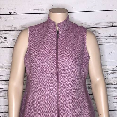 Coldwater Creek  Size 18W Purple White Herringbone Zip Up Wool Blend Vest Jacket