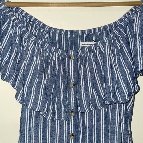 American Eagle  Blue And White Striped Button Down Dress