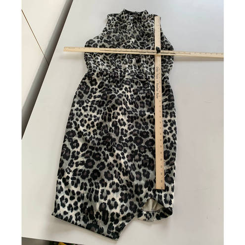 Krass&co New York  Dress Womens Medium Black Tan Animal Cheetah Sleeveless Mock Neck