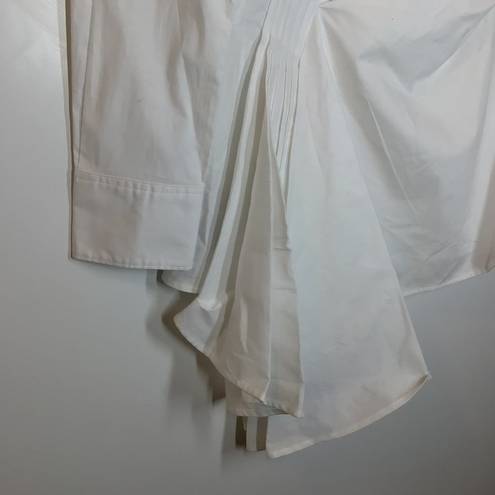 Natori cotton poplin side drape button doown Blouse White