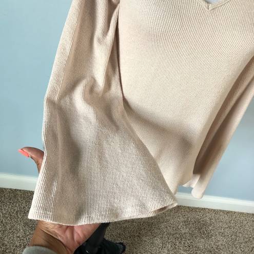 Lost + Wander  | Beige V-neck Bell Sleeve Top