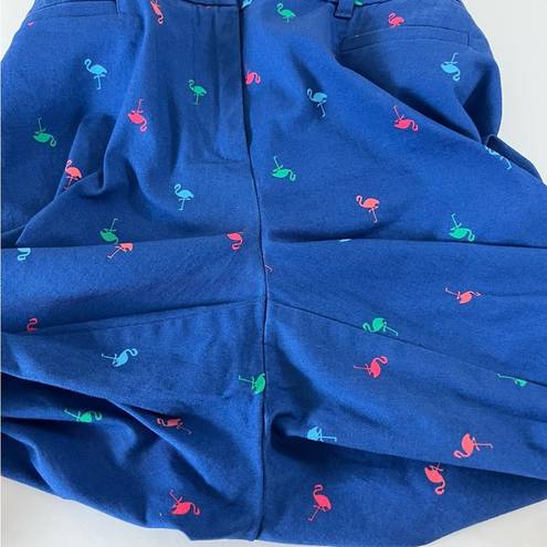 Talbots  Multi Color Flamingo Print Blue Capri Pants Size 8Petite