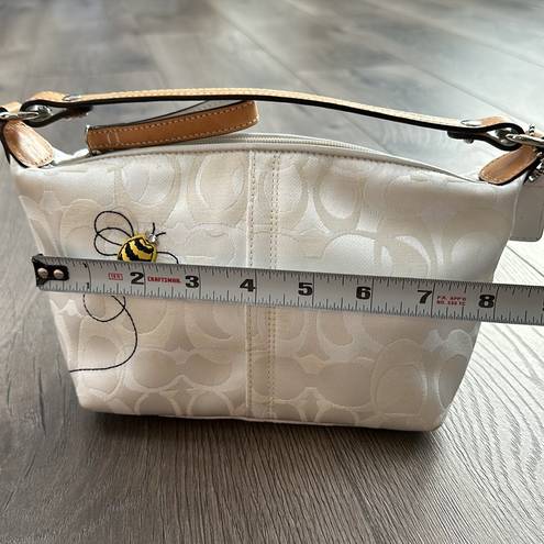 Coach Limited Edition  Signature Optic White Cream Monogram Bumble Bee Mini Hobo