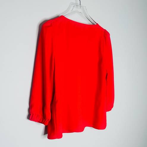 Tuckernuck  Red Hollis V-Neck Puff Sleeve Top Shirt Blouse Size S