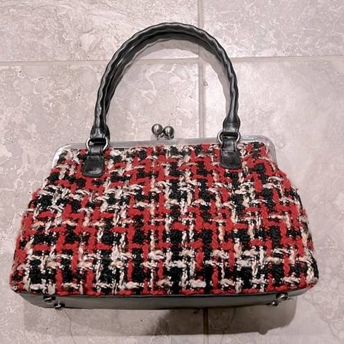 Patricia Nash  Rora Frame Satchel, Tweed, Red Black New w/DustBag $229 (SOLD OUT)