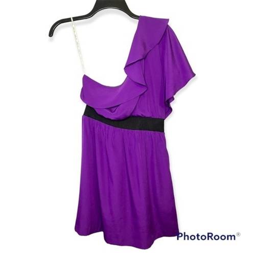 Sugar Lips  Purple One Shoulder Ruffle Cocktail Dress Size Small