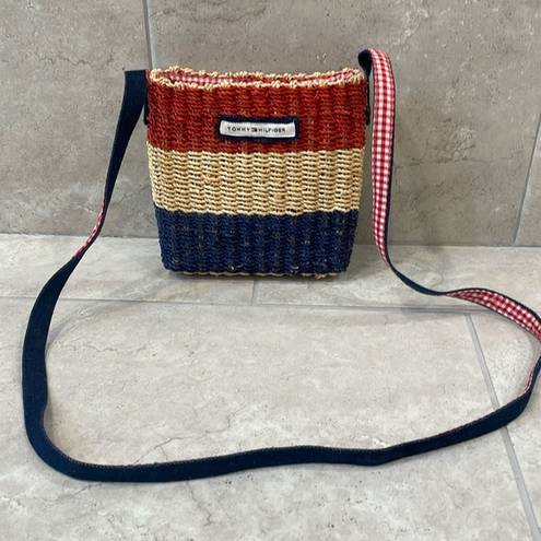 Tommy Hilfiger  Red White and Blue Straw Crossbody purse