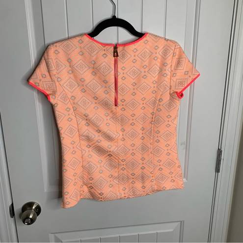 Tuckernuck  Sail to sable orange geometric tweed short sleeves blouse size XS