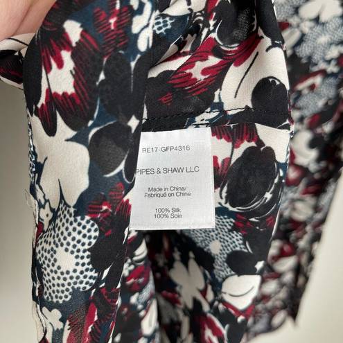 Veronica Beard Goldie Floral Silk Tuxedo Blouse (Size 4)