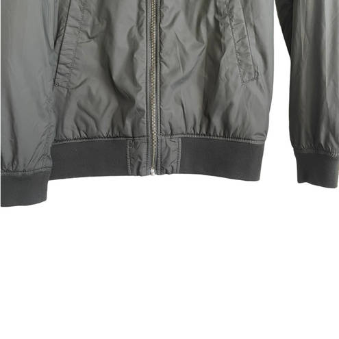 Uniqlo  Juniors Bomber Jacket Collar Neck Long Sleeve Front Zip Size 13 Green