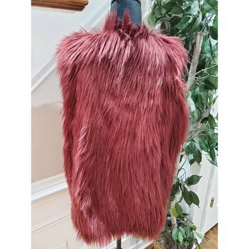 Romeo + Juliet Couture Romeo & Juliet Women Pink 100% Acrylic Couture Plum Faux Fur Vest Jacket Size L