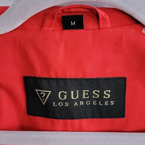 Guess  Red Floral Double Breasted Belted Tailcoat Women's Trench Coat Size Medium