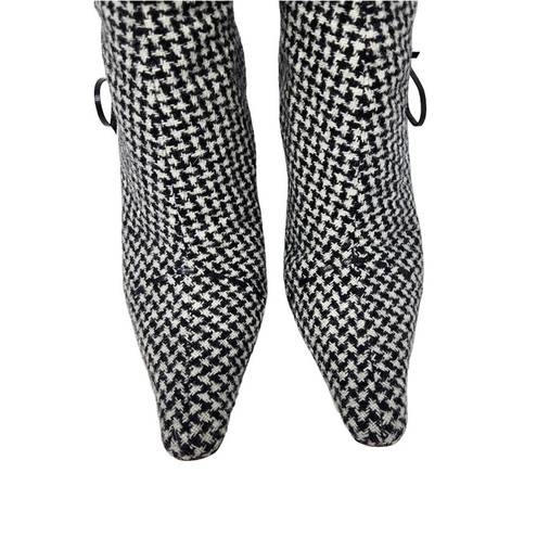 Jimmy Choo  Vintage VTG Wool Houndstooth Pattern Heeled Boots Pointed Toe Size 38