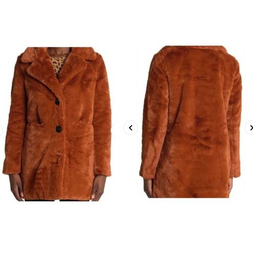 Sam Edelman  FAUX FUR COAT IN COGNAC, SIZE L, NEW WITHOUT TAG MSRP $220