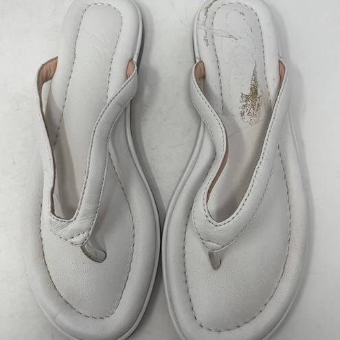 J.Crew  Menorca Thong Sandals Flip Flops 7 White Padded Leather Slip On Casual