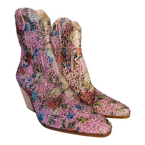 Betsey Johnson  Diva Embellished Western Ankle Boots Size 9 NEW