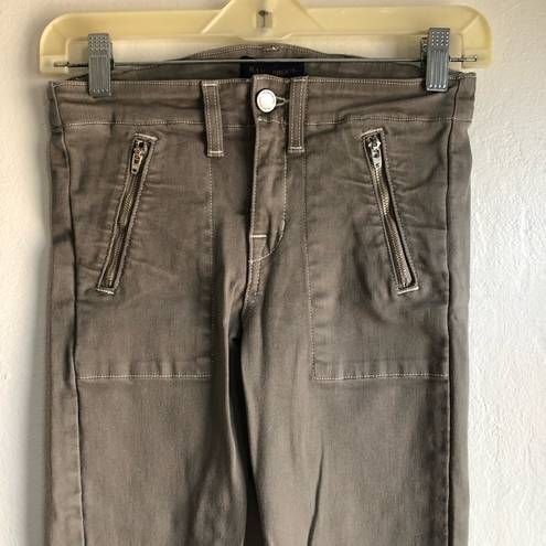 Ramy Brook  Eva Mid Rise Zip Pockets Ankle Length Skinny Sage Green Jeans 25