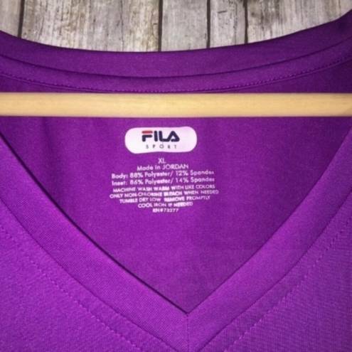 FILA Purple Fitted V Neck Tee