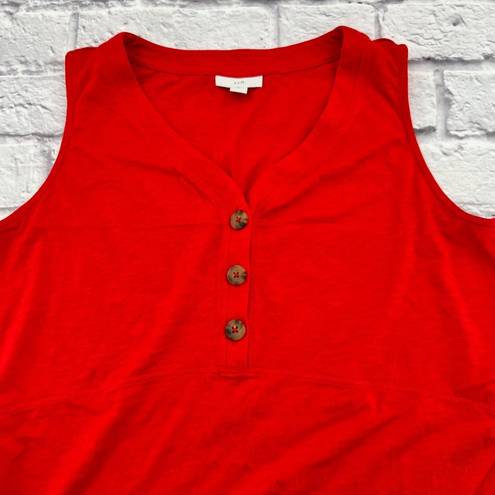 J.Jill  Henley Tank Shirt Women's Medium Red Orange V Neck Sleeveless