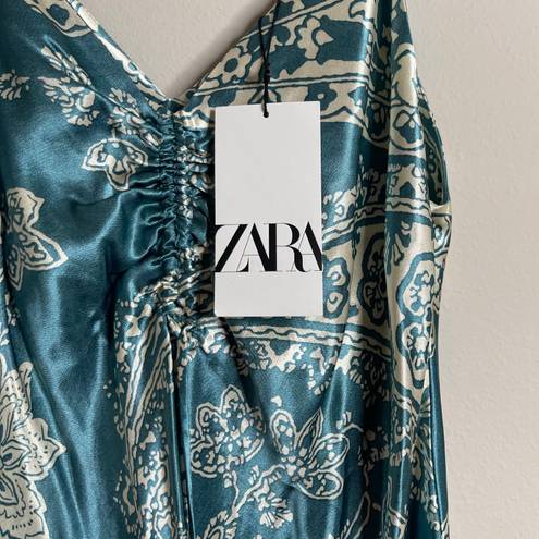 ZARA Satin Effect Print Mini Dress