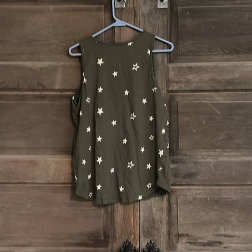 Sonoma  Large Woman’s Star Olive Green Tank Top Sleeveless Pocket