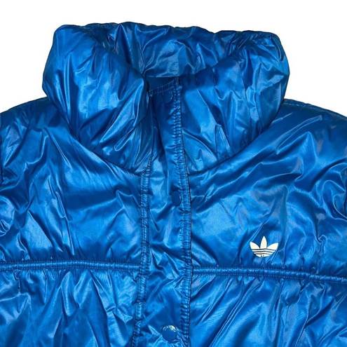 Adidas Originals Womens Puffer Jacket Winter Coat Full Zip High Collar Blue XL