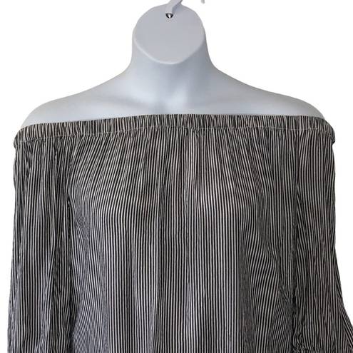 Beach Lunch Lounge Grey Off Shoulder Striped Blouse size medium