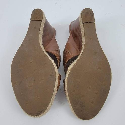 Jack Rogers  Sophia Leather Wedges Oak Brown Slip On Size 8M