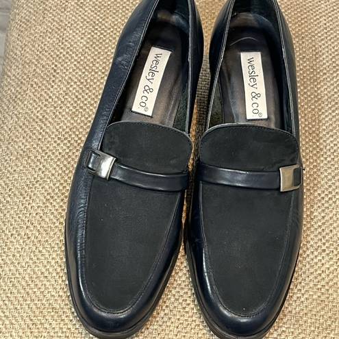 Krass&co WESLEY &  Navy Blue Heeled Leather Loafers with Buckle-8