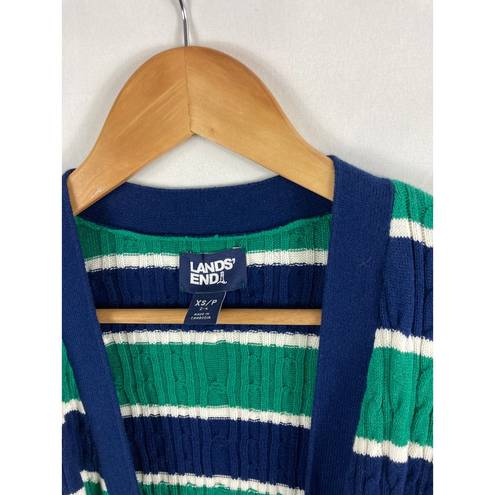 Lands'End  Cable Knit Tie Front Stripe Sweater Size XS