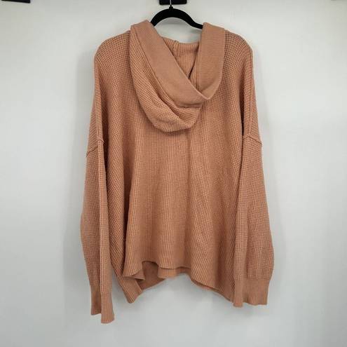 Aerie  Orange Oversized V-Neck Hooded Pullover Sweater Size XL