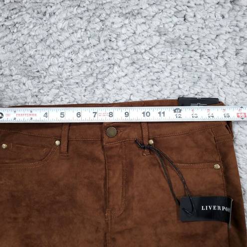 Liverpool  Camille Chocolate Brown Stretch Faux Suede Pencil Skirt Size 6 28