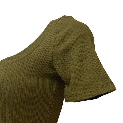 n:philanthropy  Womens Size Small Ribbed Bodysuit Olive Green Square Neck NWT