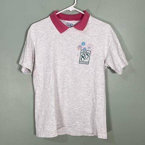 L.L.Bean Vintage  80 Year Polo Collared T-Shirt Grey Pink Women’s Medium