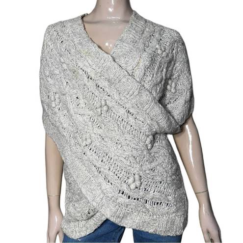 Anthropologie Sleeping on Snow  Women’s Size M L Heather Gray Chunky Wrap Sweater