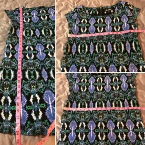 Sam Edelman  Snake Print Mesh Panel Dress Knit Shift Green Blue Black M