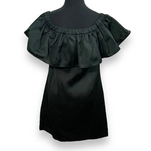 Zac Posen ZAC  Black Flutter Neckline Dress