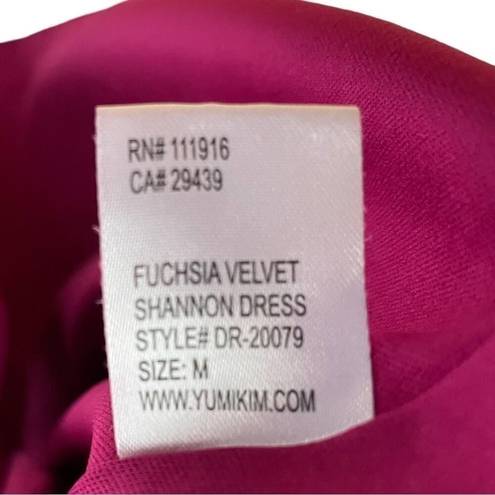 Yumi Kim  Shannon Pink Fuschia Velvet Long Sleeve Mini Dress Size Medium