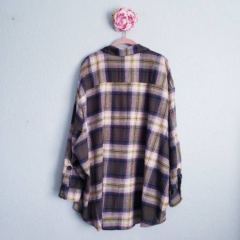 Old Navy  Long-Sleeve Plaid Flannel Boyfriend Tunic Shirt