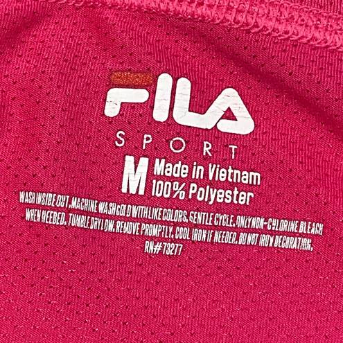 FILA  Sport Dark Pink Short Sleeve V-neck Fitness T-shirt