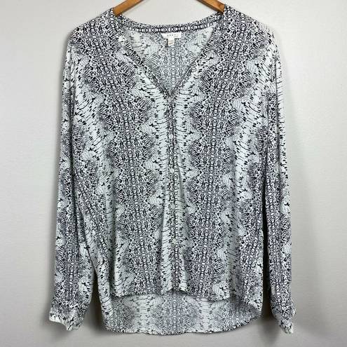 Joie Soft  Blouse Womens Small Black White‎ Button Down Snake Print Dane